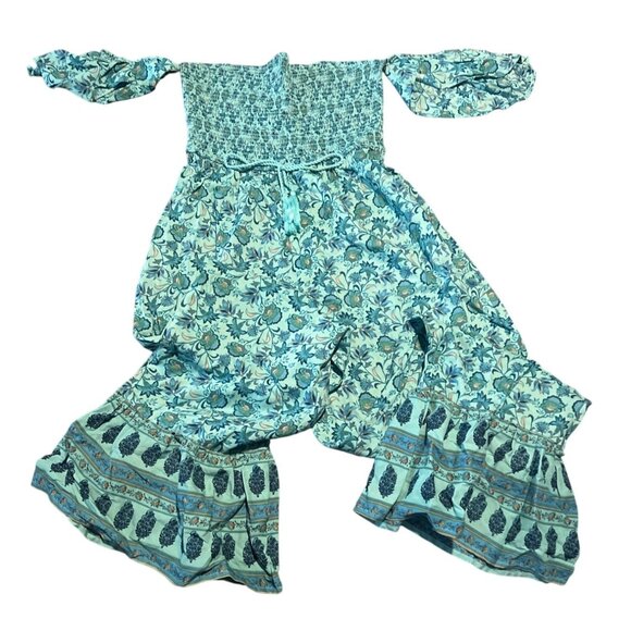 NWT B.O.G. Collective Boho Bohemian Jumpsuit Romper Blue Paisley Print Large - Picture 4 of 6
